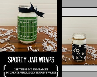 DIY Printable Football Jar Wrap, Vase Centerpiece (Field and X&#39;s and O&#39;s)