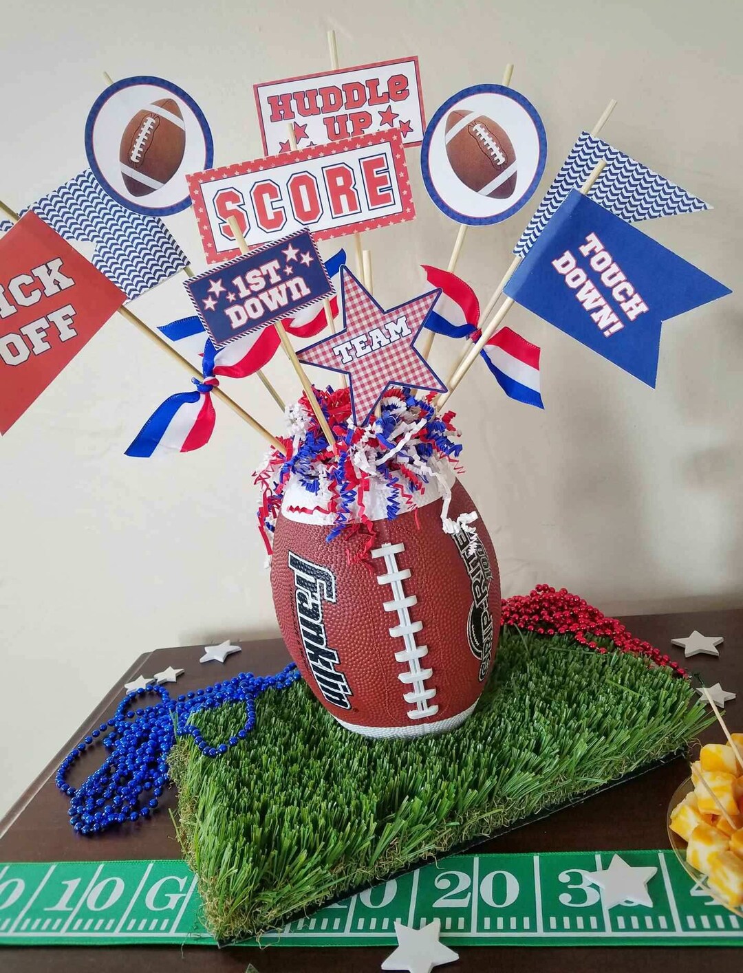 DIY Football Pennant Printables, Red and Blue, Coaches Gifts, Birthday ...