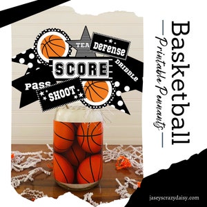 DIY Printable Black and White Basketball Pennants