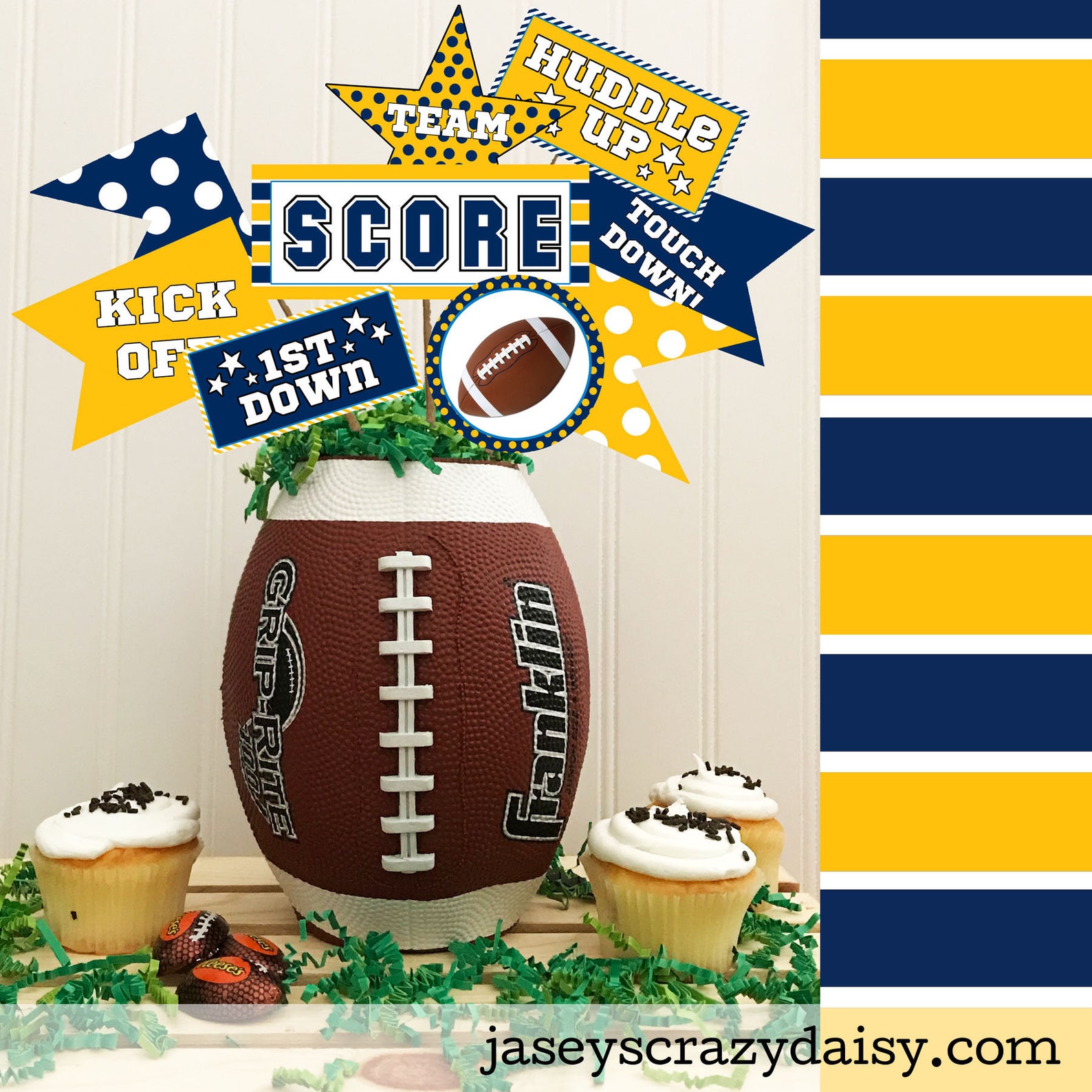 DIY Football Pennant Printables Blue and Yellow Gold | Etsy