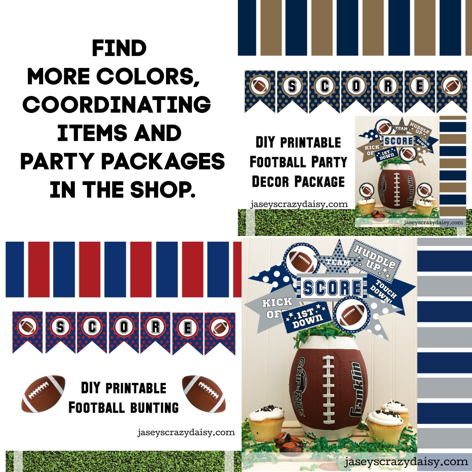 DIY Football Pennant Printables Blue and Silver Football | Etsy