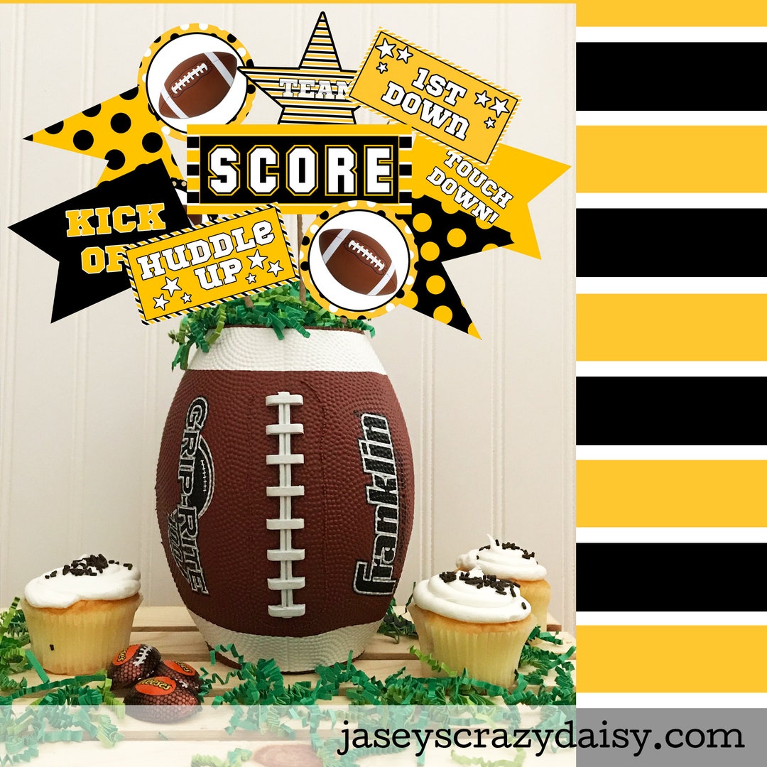 DIY Football Pennant Printables, Black and Yellow, Football Centerpiece ...