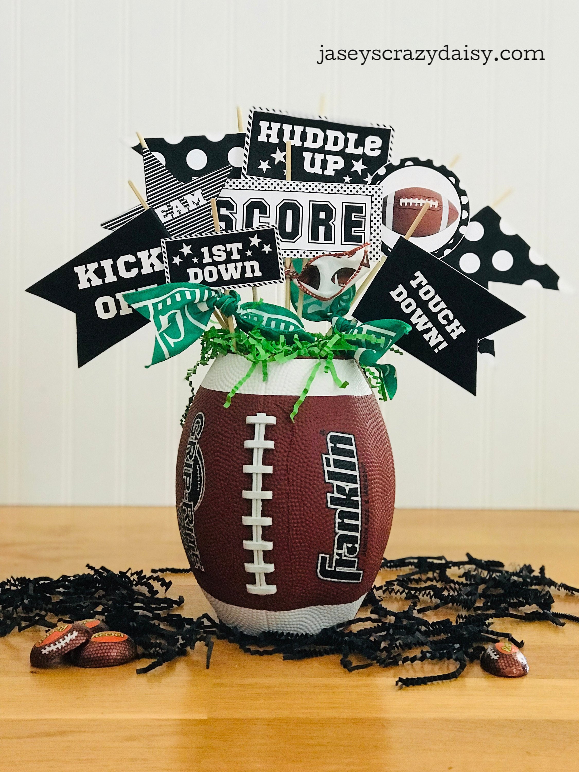 DIY Football Pennant Printables, Black and White, Football Centerpiece, Football Birthdays, Coaches Gifts, Automatic Download