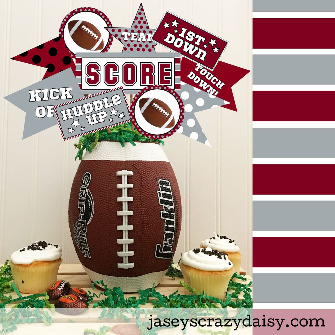 DIY Football Pennant Printables, Burgundy and Silver, Football ...
