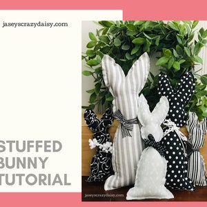 Printable Fabric Bunny Tutorial, Stuffed Rabbit Pattern, Instant Download