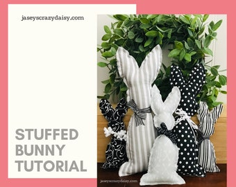 Printable Fabric Bunny Tutorial, Stuffed Rabbit Pattern, Instant Download