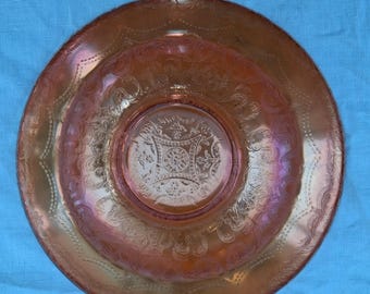 Bund Glas Madrid Marigold irisierende Konsolenschüssel 11 "Vintage 1930er Jahre