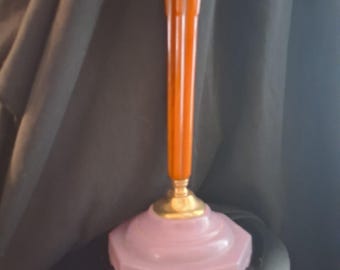 SELTENE Vintage Art Deco Bakelit Butterscotch Rosa Glas Tischlampe 1930er 1940er Jahre
