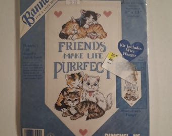 Abmessungen 1998 Kreuzstichpackung Freunde Make Life Purrfect Katze #72505