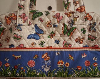 NWOT Vintage Y2K Avon Regenbogen Butterly Blume Quilted Handtasche Geldbörse Tote