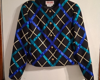 Vtg 80er 90er Jahre Rauten Muster Blazer Anzug Top Heathers Style GORGEOUS EUC 6