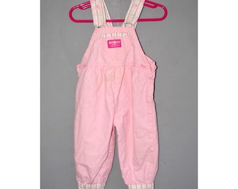 Vintage OshKosh B'Gosh Vestbak Rare Pink Floral Overalls 12 mos. 90s USA VGUC