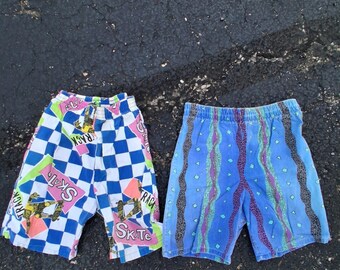 Totally Rad Lot Of 2 Vintage 80s 90s Boys Jams Bermuda Shorts Neon Graphic AOP 8