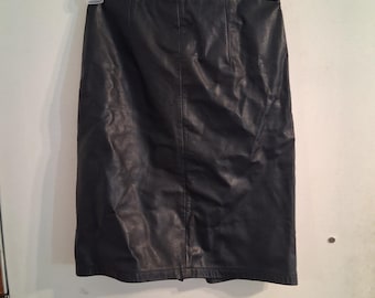 Vintage jaren 80 jaren 90 zwarte leren kokerrok EUC 5 S G-III