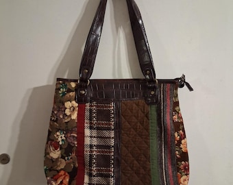 Vintage Y2K Boho Fairy Patchwork Blumen Geldbörse Tasche Cord EUC