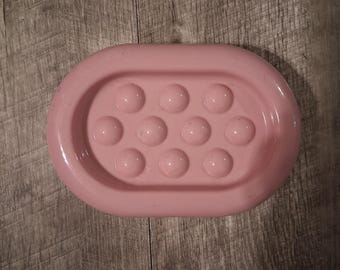 Porta sapone in plastica color rosa antico anni '90 EVC