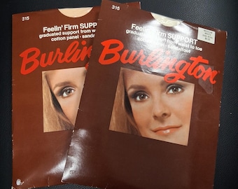Vintage NOS 70s 80s Nylon Pantyhose Stockings Burlington White M Lot Of 2 USA
