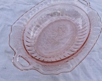 Vintage Anchor Hocking Mayfair Offene Rose Pink Depression Glasschale 11 "EVC
