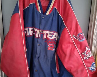 Vintage Raw Blue 5xl First Team Baseball Jacket Rare htf Fair NY ATL Brooklyn LA