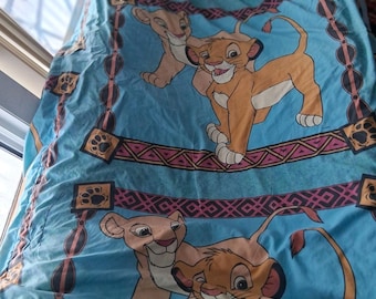 Vtg 90s Disney Lion King Comforter RARE HTF Turquoise Variant Simba Nala