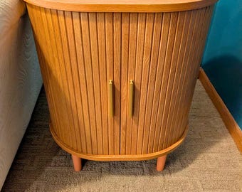 Mid Century Modern Nightstand with Charging Station | Charging Table | Narrow Nightstand | End Table | Modern Bedside Table | Accent Table