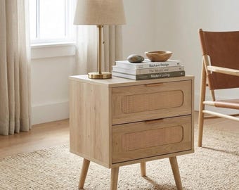 Set of 2 Wooden 2 Drawer Bedside Table Side | Wooden Bedside Table | Side Table Storage | Living Room Table | Bedroom Table
