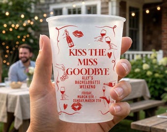 Kuss Die Fräulein Auf Wiedersehen Gefrostete Plastikbecher - Personalisierte Becher, Hochzeitsfeier Gefälligkeiten Gefrostete Plastikbecher, modernes Hochzeitsdekor