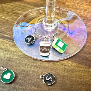 Personalized Coffee/ Book Club Wine Ring Charm