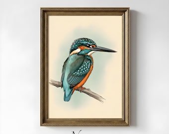 ゴッホのカワセミの版画：ヴィンテージの水辺のアート（デジタル