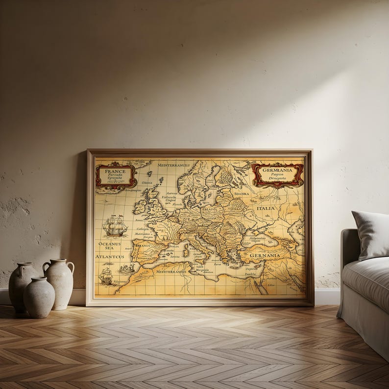 Vintage Europe Map Printable | Antique European Map Art, Old World ...