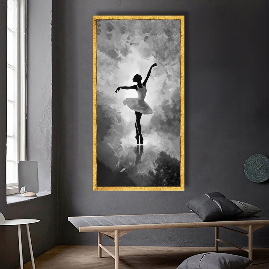 Elegant Black and White Ballerina Canvas Wall Art, Abstract Dance ...