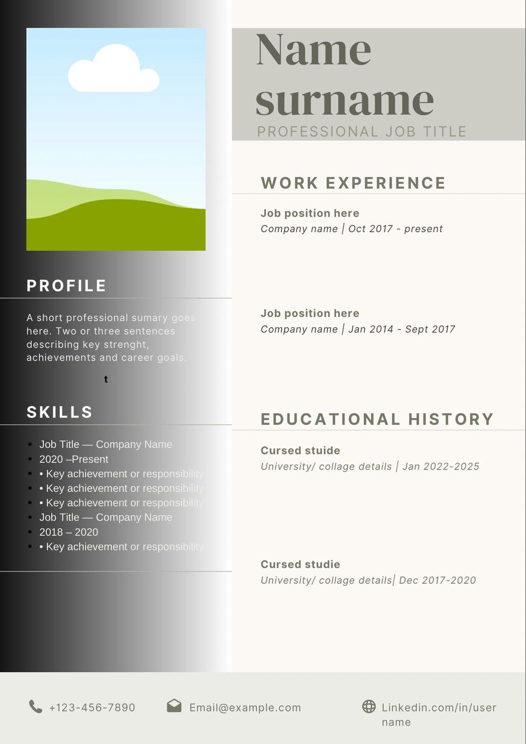 Modern Resume Template for Canva + Cover Letter| Professional CV ...