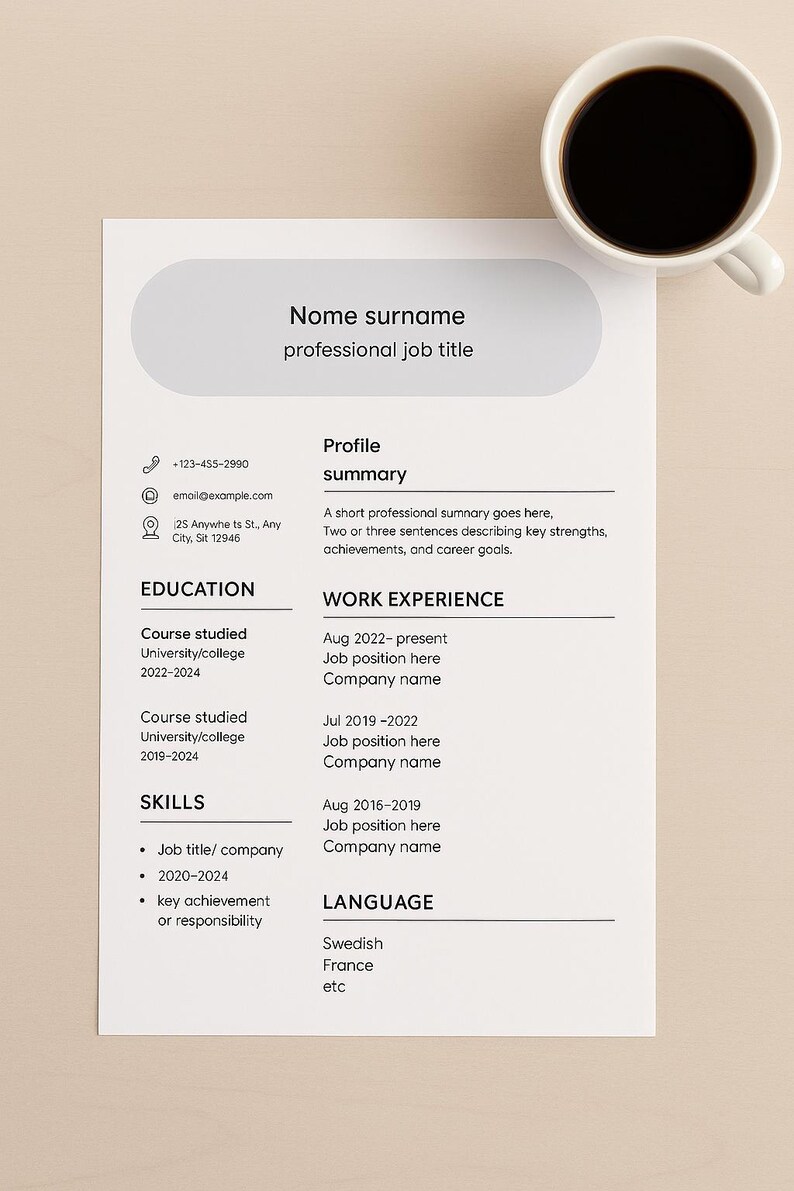 Modern Resume Template for Canva | Professional CV + Cover Letter ...