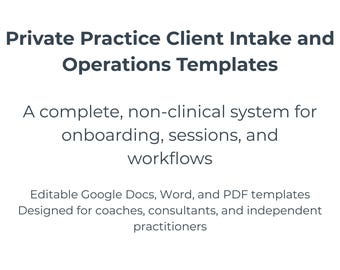 Client Intake & Operations Kit for Coaches, Consultants, Service Providers - Google Docs, Word, PDF Templates