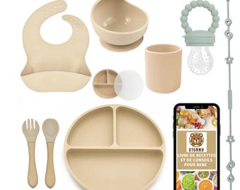 10-in-1 Silicone Baby Meal Set – Baby-Led Weaning Tableware Set with Suction Cups, Feeder, Bib – BPA-Free Baby Shower Gift