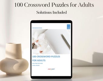 100 Crossword Puzzles for Adults | Medium-Hard Printable PDF, Brain Games with Complete Solutions
