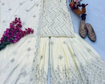 New designer party top pallazo & duppatta set