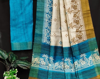 Traditional soft tussar silk saree