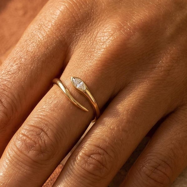 Minimalist ring marquise Sterling silver Tarnish free Open ring Thin band gold Dainty Stacking Ring