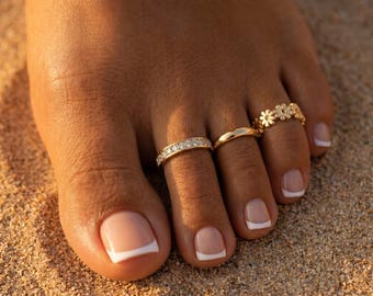 Gouden teenringen voor dames Sierlijke boho-ringen Verstelbare waterdichte sieradenvoetaccessoires voor de zomer