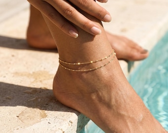 Cavigliera a catena dorata per lei Cavigliere impermeabili delicate Cavigliera a catena che non si ossida Regalo di gioielli da spiaggia