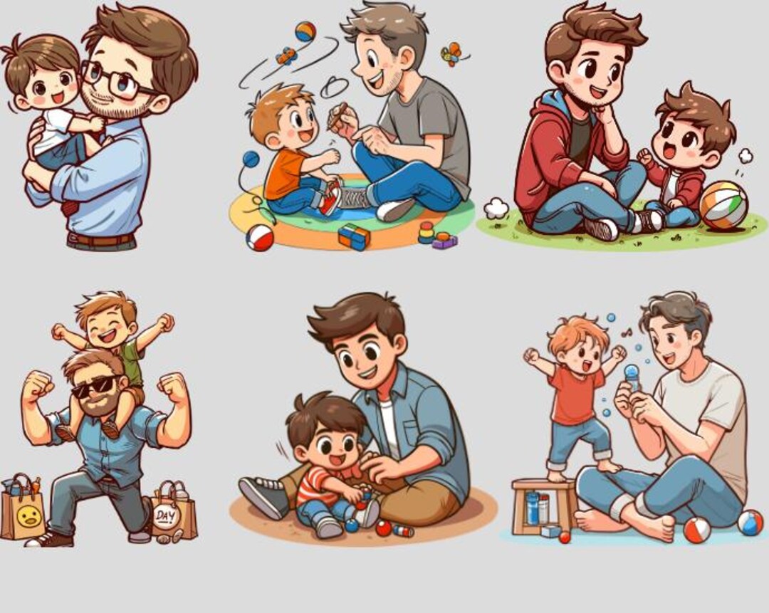 Son Sticker Dad and Son Sticker Set, Cute Family Digital Stickers, Family Moment ...