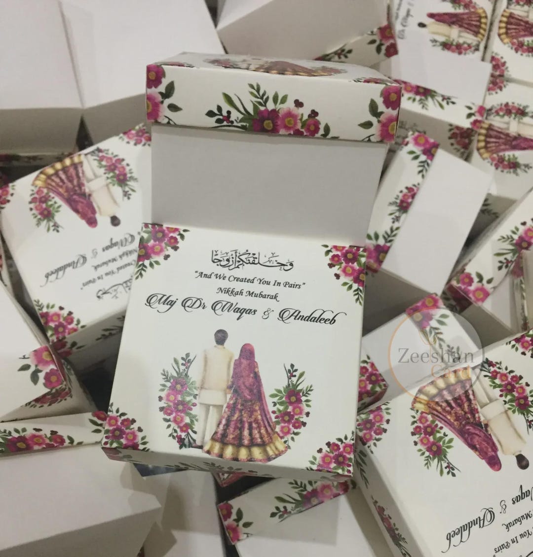 Personalized Nikkah Bid Boxes , Wedding Favor Boxes: Elegant Designs ...