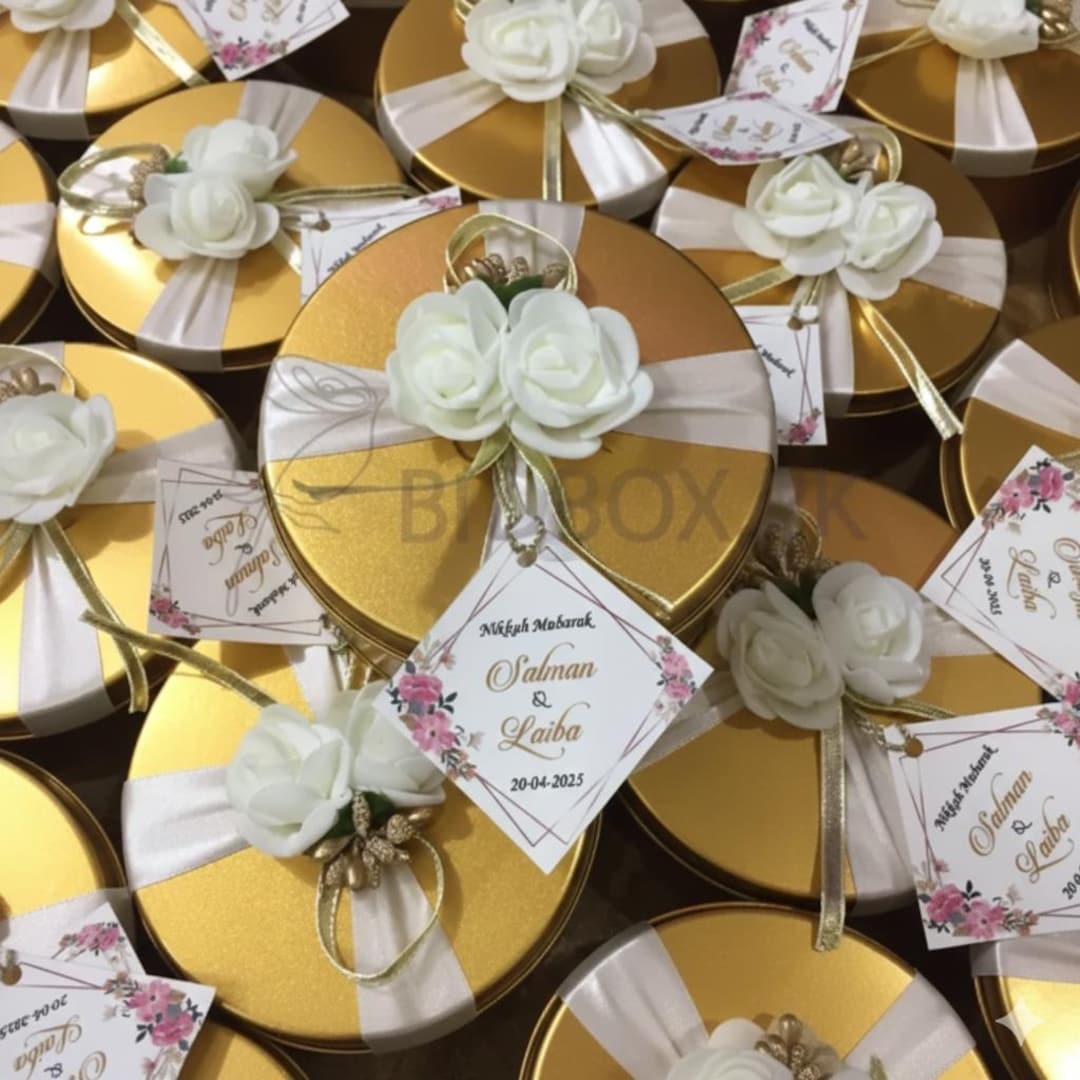 Personalized Nikkah Favor Boxes, Gold Wedding Sweet Box (set of 35) - Etsy