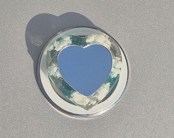 Handmade Heart Mirror Phone Grip, Cloud Design, Phone Stand Accessory