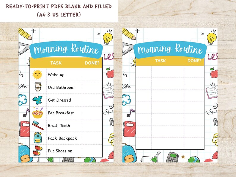 Kids Routine Chart | Visual Daily Routine Cards Printable and Canva ...