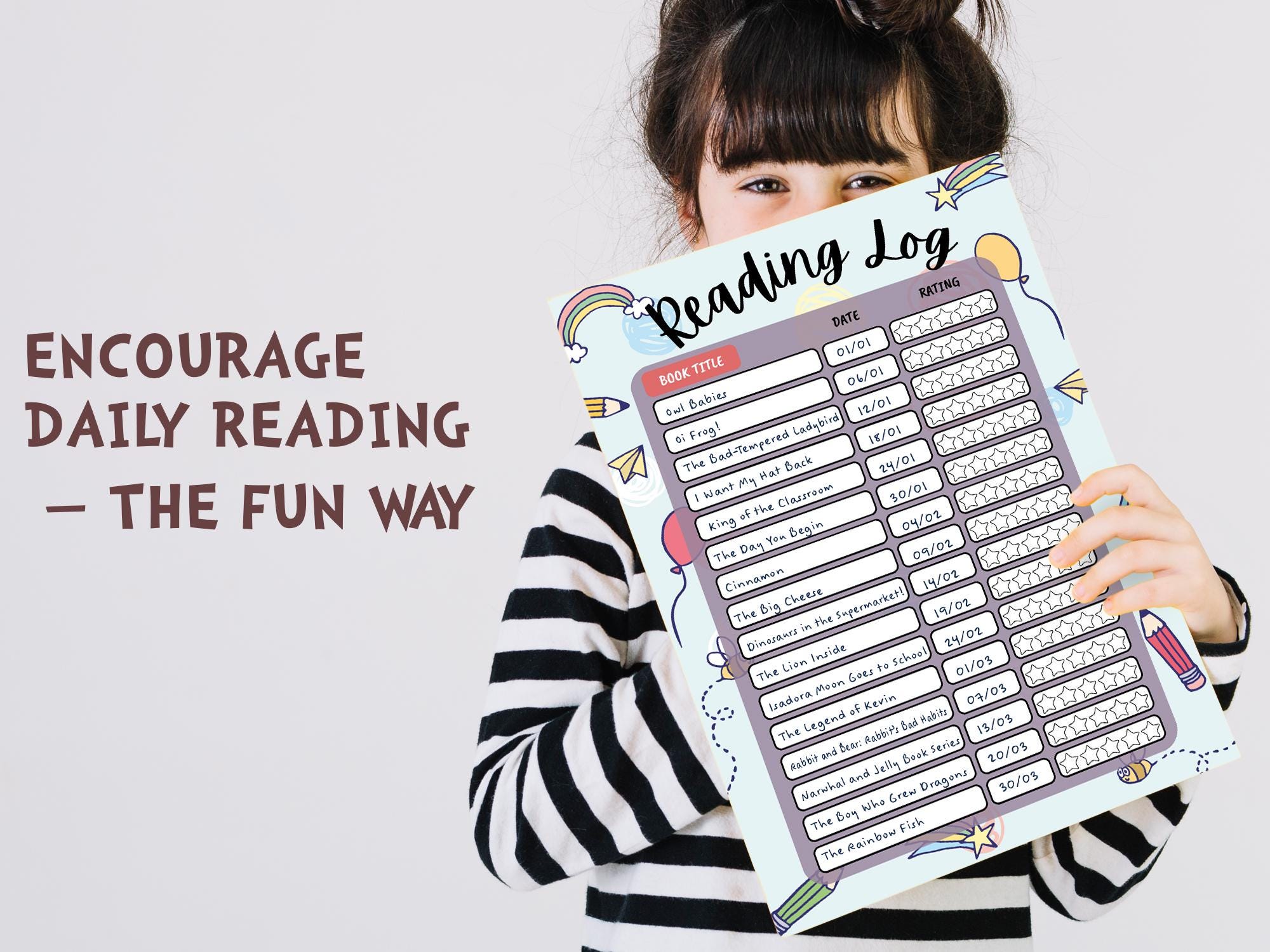 Reading Log Printable for Kids | Book Tracker & Journal Template - Etsy