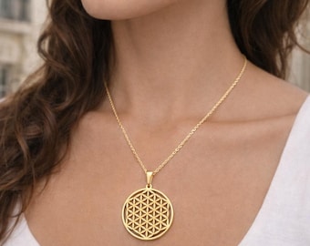 Flower of Life Necklace Sacred Geometry Jewelry Birthday Anniversary
