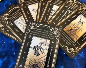 Black and Gold Tarot cards For Beginners and Professionals with Zodiac, Elements Meanings