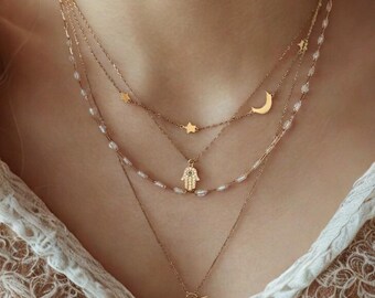 Necklace Charms, Gold Color Multilayer Necklace, Vintage Pendant Necklaces Jewelry for Anniversaries Birthdays